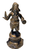 Bronze statue of Ganesh standing on a decorated pedestal, front view