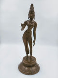 Bronze standing Parvathi sculpture with intricate detailing on a decorative base