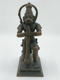 Front view of bronze Hanuman statue kneeling with folded hands on a rectangular base