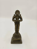 Bronze Hanuman sculpture standing with hands joined in prayer on square base