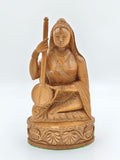 Large sandalwood Meera Bhai idol playing musical instrument, seated posture