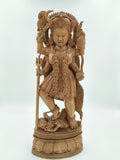 Large sandalwood statue of goddess Kalikamatha with multiple arms and intricate details
