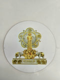 Large round motivational fridge magnet featuring Sri Sathya Sai with religious symbols and elephants