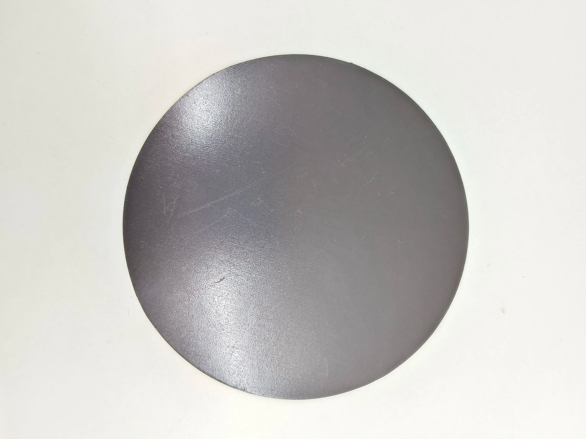 Large round plain metallic motivational fridge magnet back view