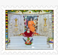 Sai Baba Mahasamadi magnet depicting Sai Baba shrine with floral decorations