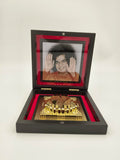Sri Sathya Sai Baba Yantram in black display case with photo inside lid