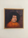 framed oil painting portrait of spiritual figure Sai Baba on canvas